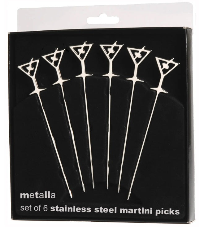 Prodyne Stainless Steel Martini Glass Martini Picks Set of 6