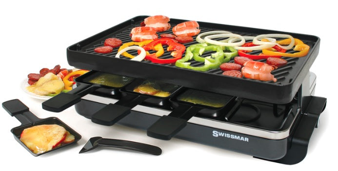 Swissmar 8 Person Black Classic Raclette w/ Cast Iron Grill