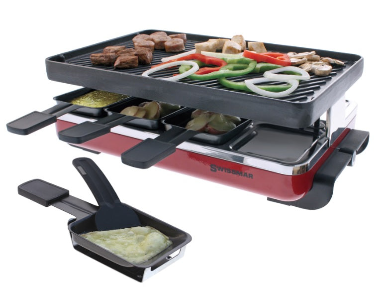 Swissmar 8 Person Red Classic Raclette w/ Cast Iron Grill