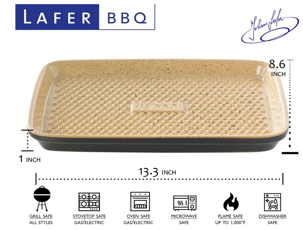 Romertopf Lafer BBQ Rectangular Grilling Dish with Nibs