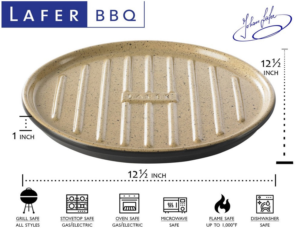 Romertopf Lafer BBQ Pizza & Grilling Dish with Ridges