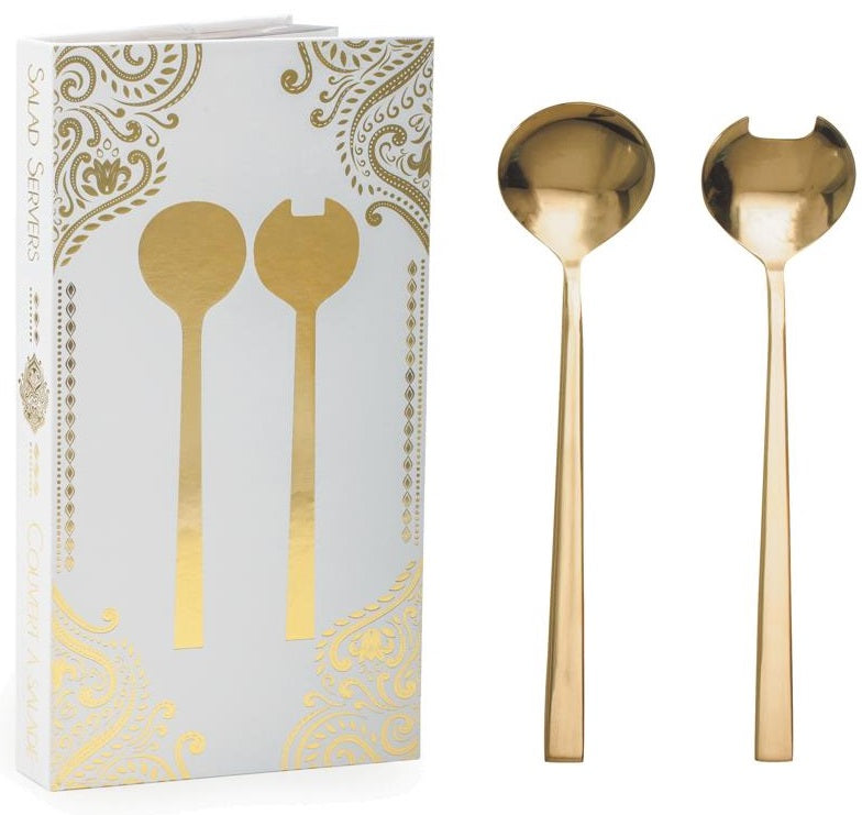 Natural Living Salad Serving Set with Gold Finish