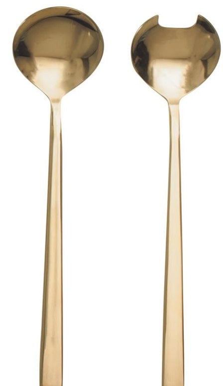 Natural Living Salad Serving Set with Gold Finish