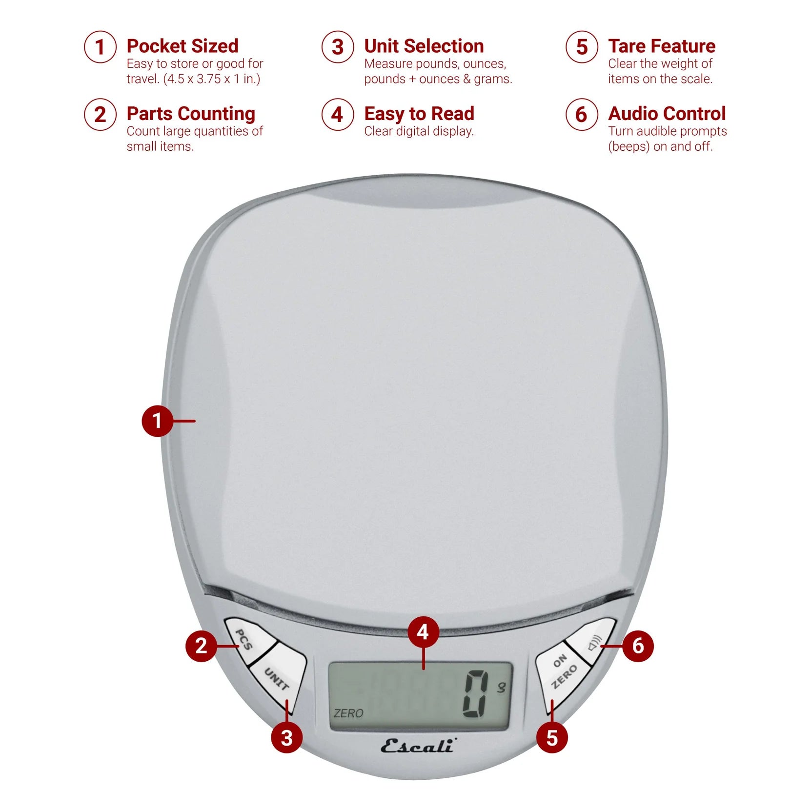 Escali Pico Pocket Digital Kitchen Scale