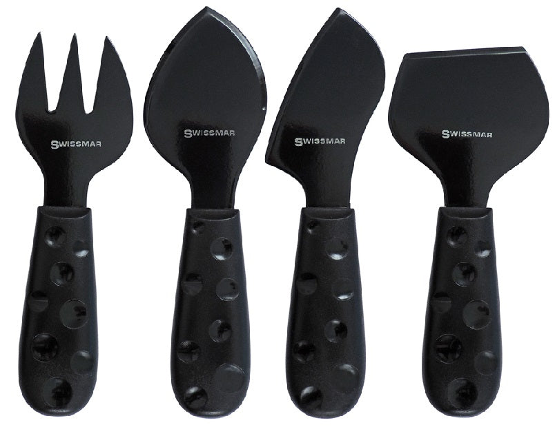 Swissmar Petite Suisse Black 4 Piece Cheese Knife Set