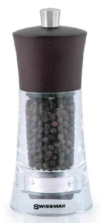 Swissmar Torre 15cm Acrylic Pepper Mill with Wood Top