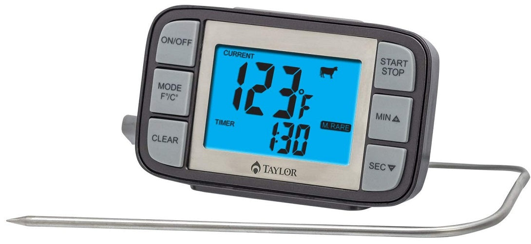 Taylor Customizable Grill Probe Thermometer with Timer