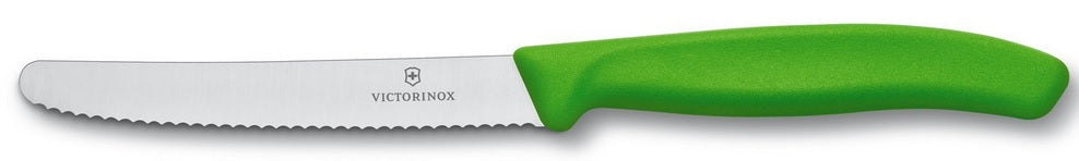 Victorinox Swiss Army 4.5&quot; Green Serrated Utility / Tomato Knife