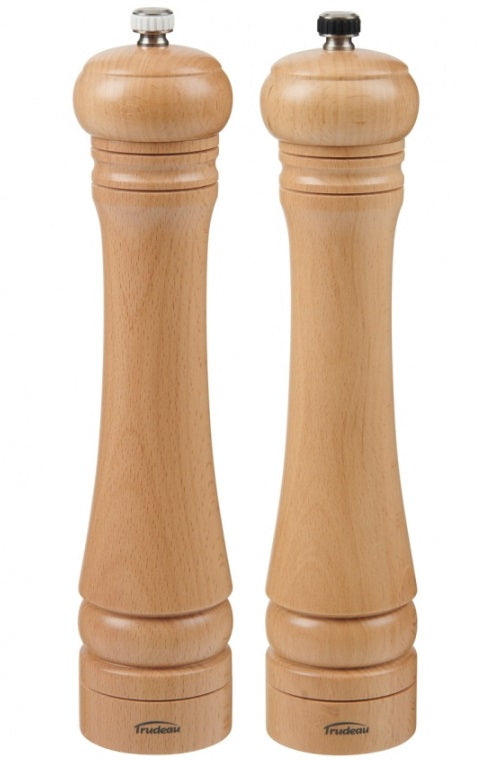 Trudeau Capri Natural Wood Salt & Pepper Mill Set 10"