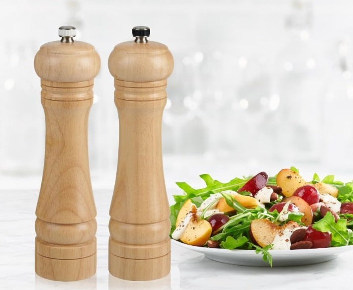 Trudeau Capri Natural Wood Salt &amp; Pepper Mill Set 6&quot;