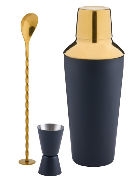 Trudeau Black & Gold Cocktail Shaker Set