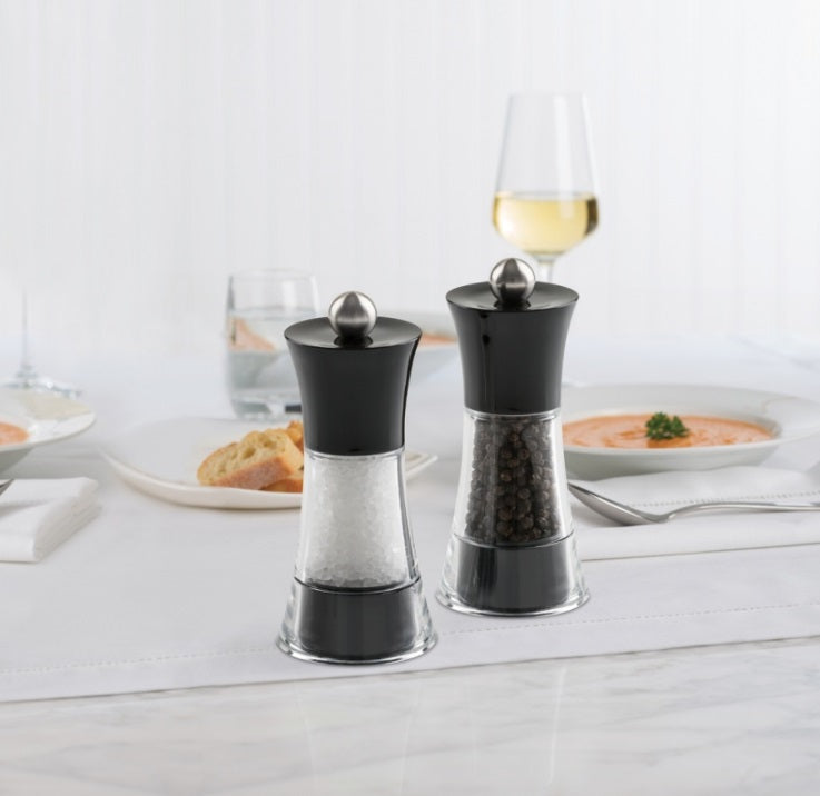 Trudeau Fiesta Salt & Pepper Mill Set Black 5"