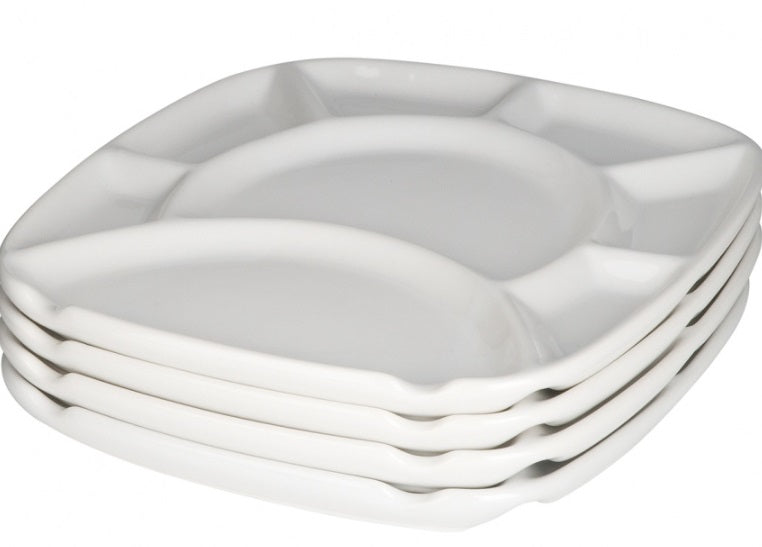 Trudeau Set of 4 White Ceramic Fondue Plates