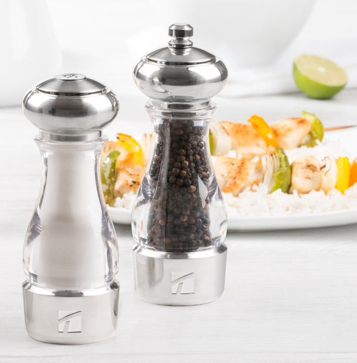 Trudeau Maya Pepper Mill &amp; Salt Shaker Set Acrylic Chrome