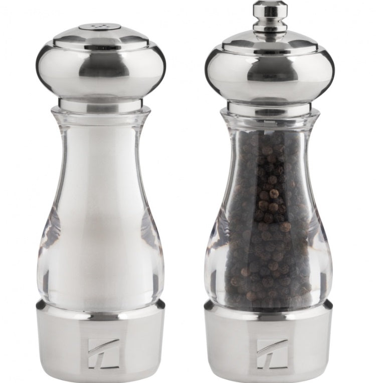 Trudeau Maya Pepper Mill & Salt Shaker Set Acrylic Chrome