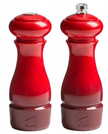 Trudeau Red Maya Pepper Mill &amp; Salt Shaker Set 6&quot;