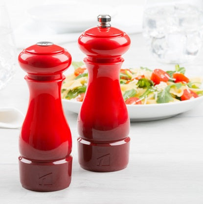 Trudeau Red Maya Pepper Mill & Salt Shaker Set 6"