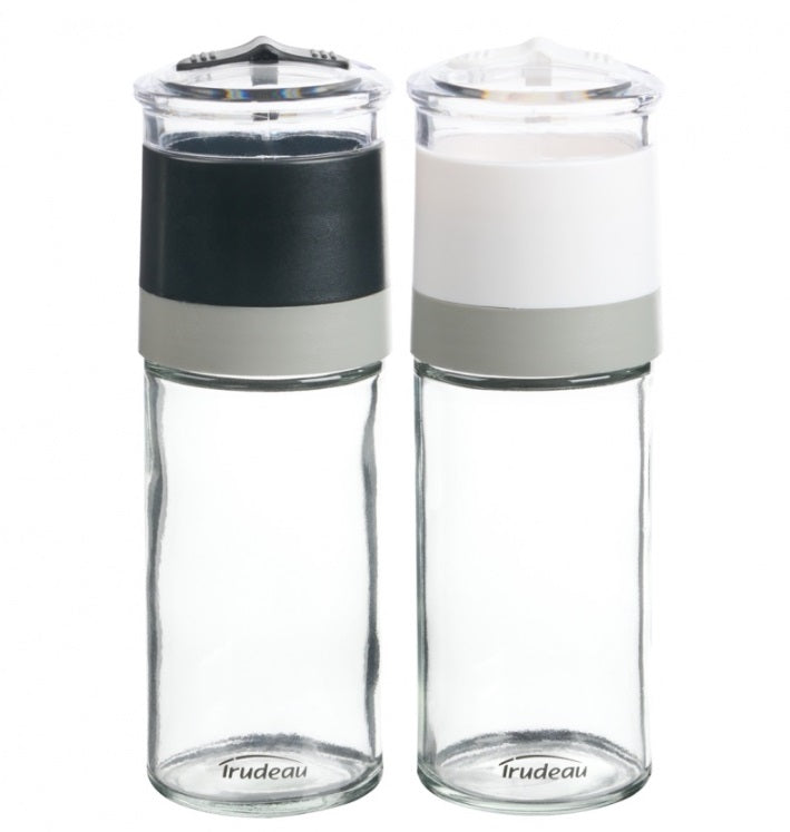 Trudeau Black and White Mini Salt & Pepper Mill Set 5"