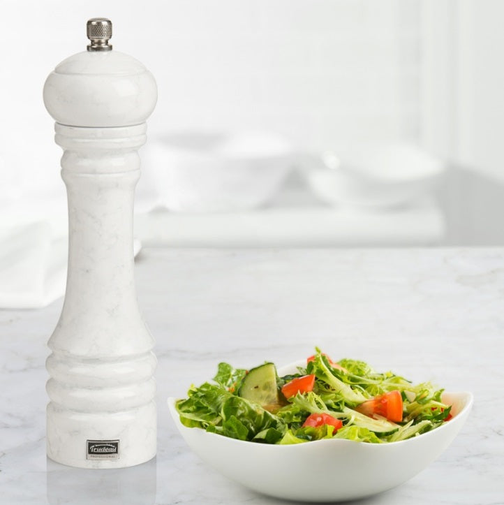 Trudeau Professional Pepper Mill White Marble 9"