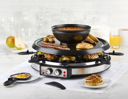 Trudeau 2-in-1 Raclette Grill & Fondue Set Combo for 8